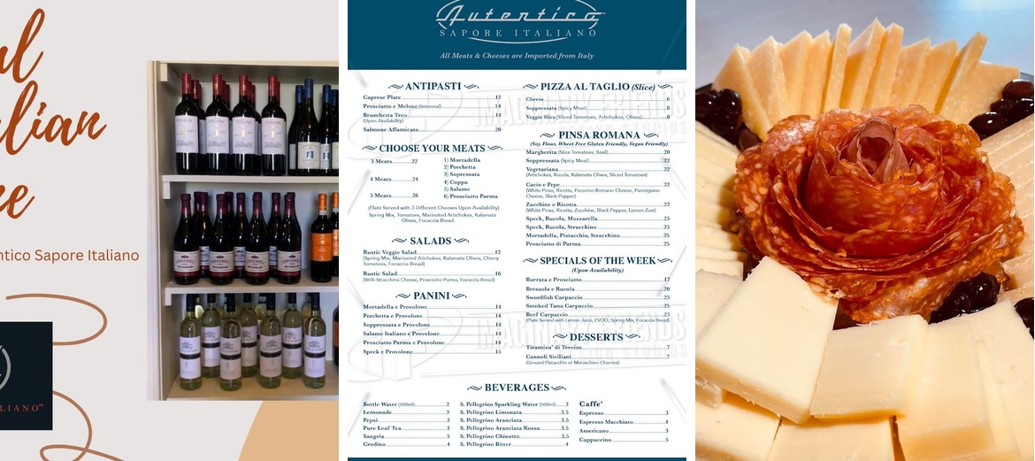 Autentico Sapore Italiano Menu